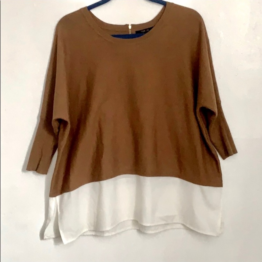 Style&Co tan/brown knit layered top.